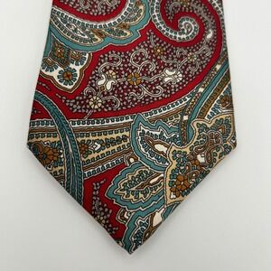 The Men's Store Tie Mens OS Red Paisley Classic Formal Professional Vintage